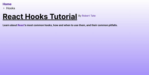Image from my react hooks tutorial site